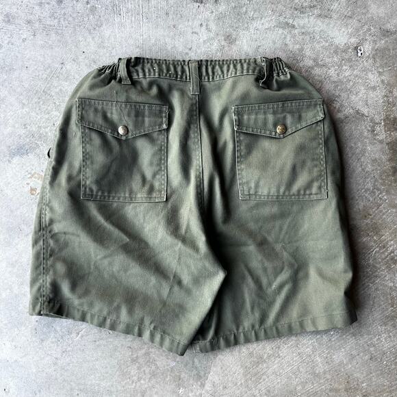 Vintage Boy Scouts of America Cargo Shorts Green Uniform Snap Pockets WAIST 33 - Picture 2 of 5